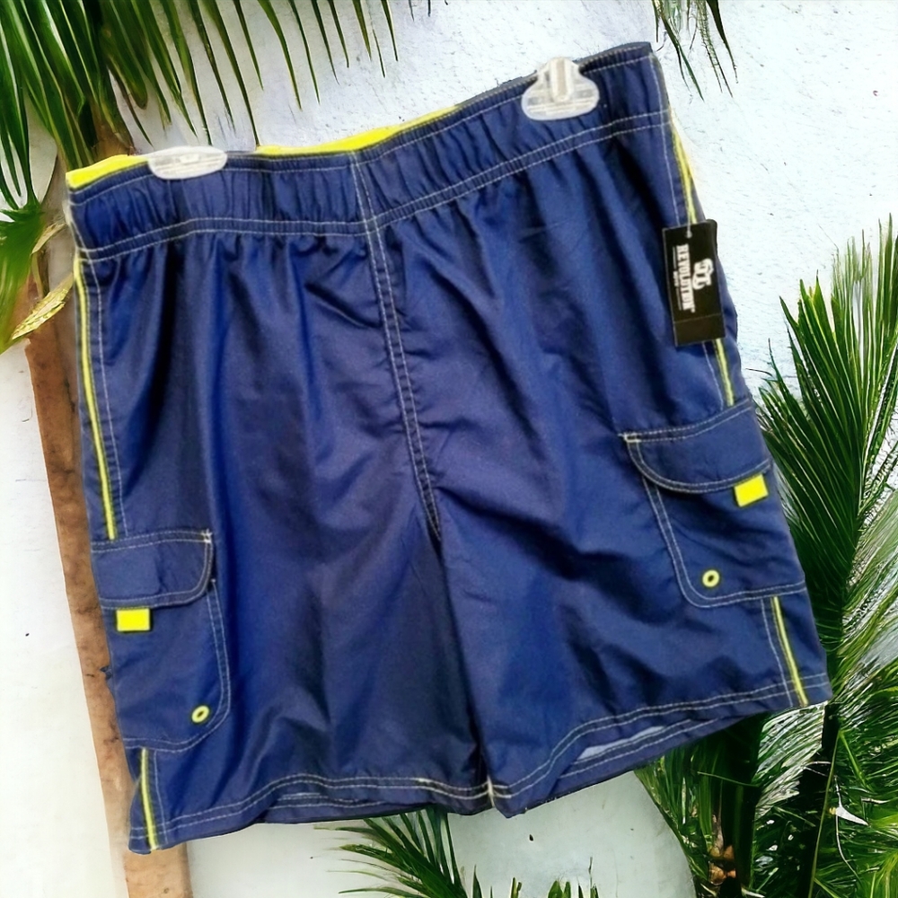 Revolution youth blue cargo swim trunks Size xl NWT